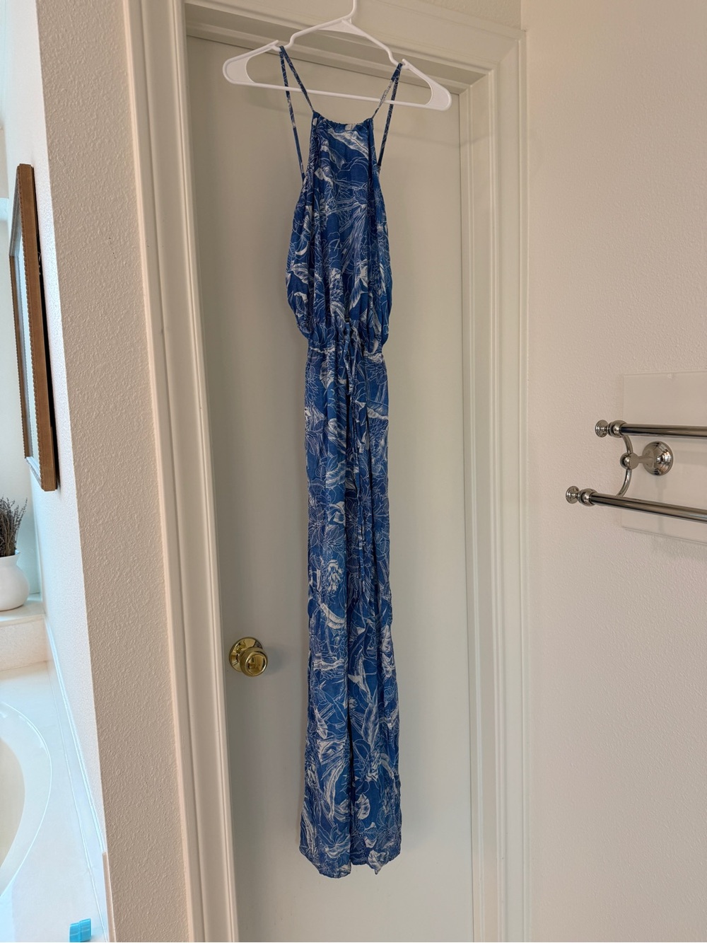 Blue Floral Halter Jumpsuit